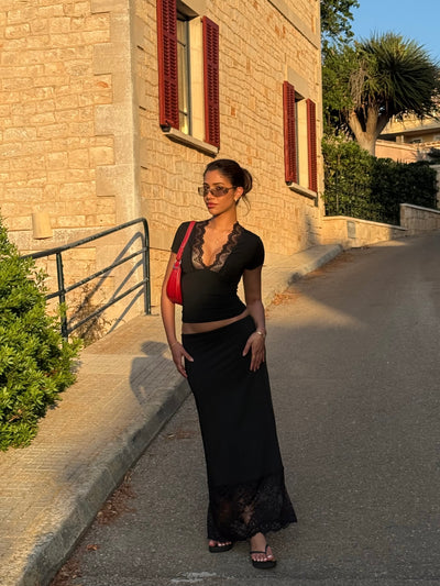 Maxi lace skirt - Black