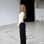 Flowy low waist bukser - sort