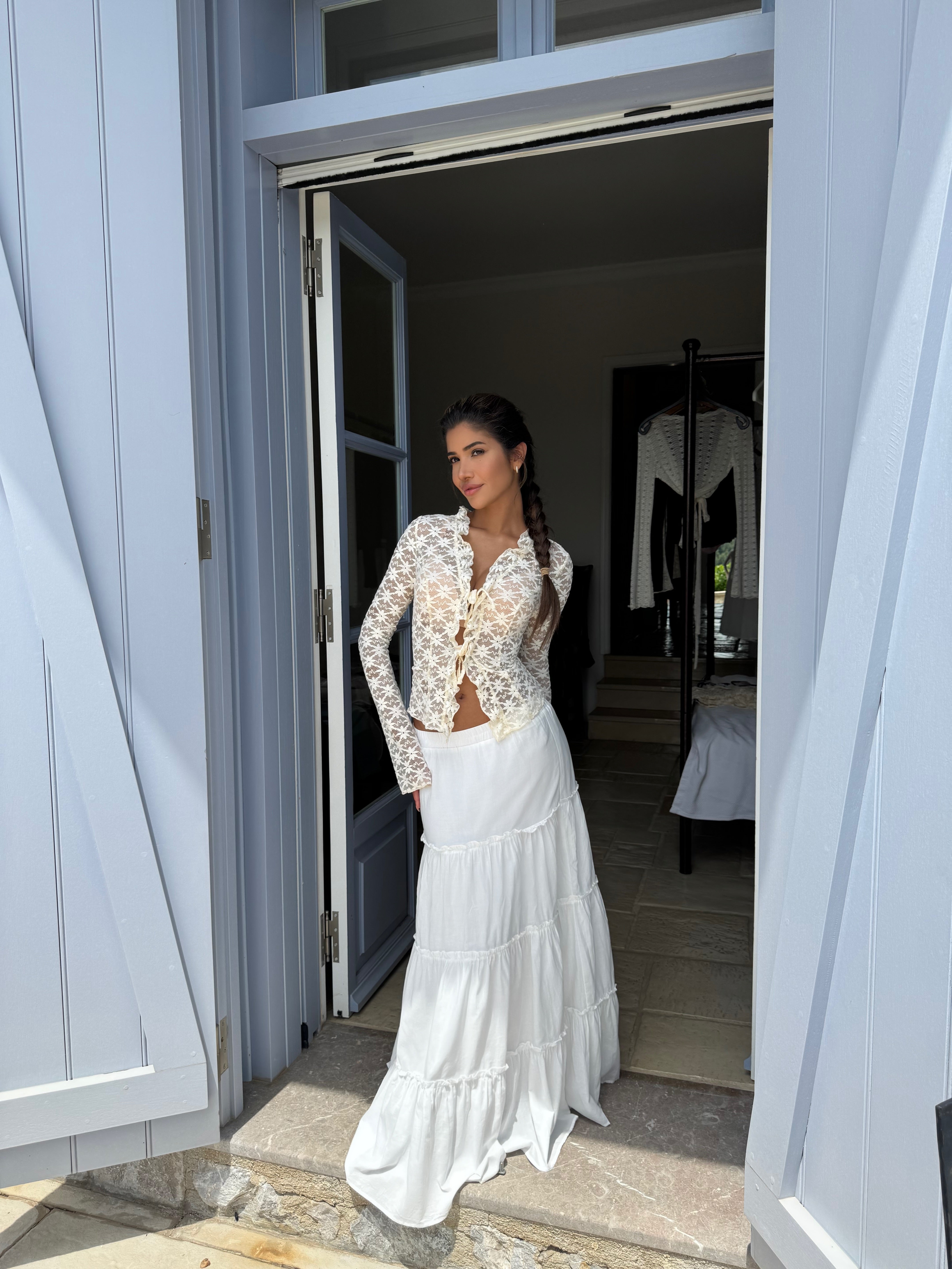 Thalia Trim lace top - cream (forudbestilling)