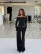 Buckle low waist trousers - black