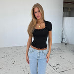 Blair basic lace tee - sort