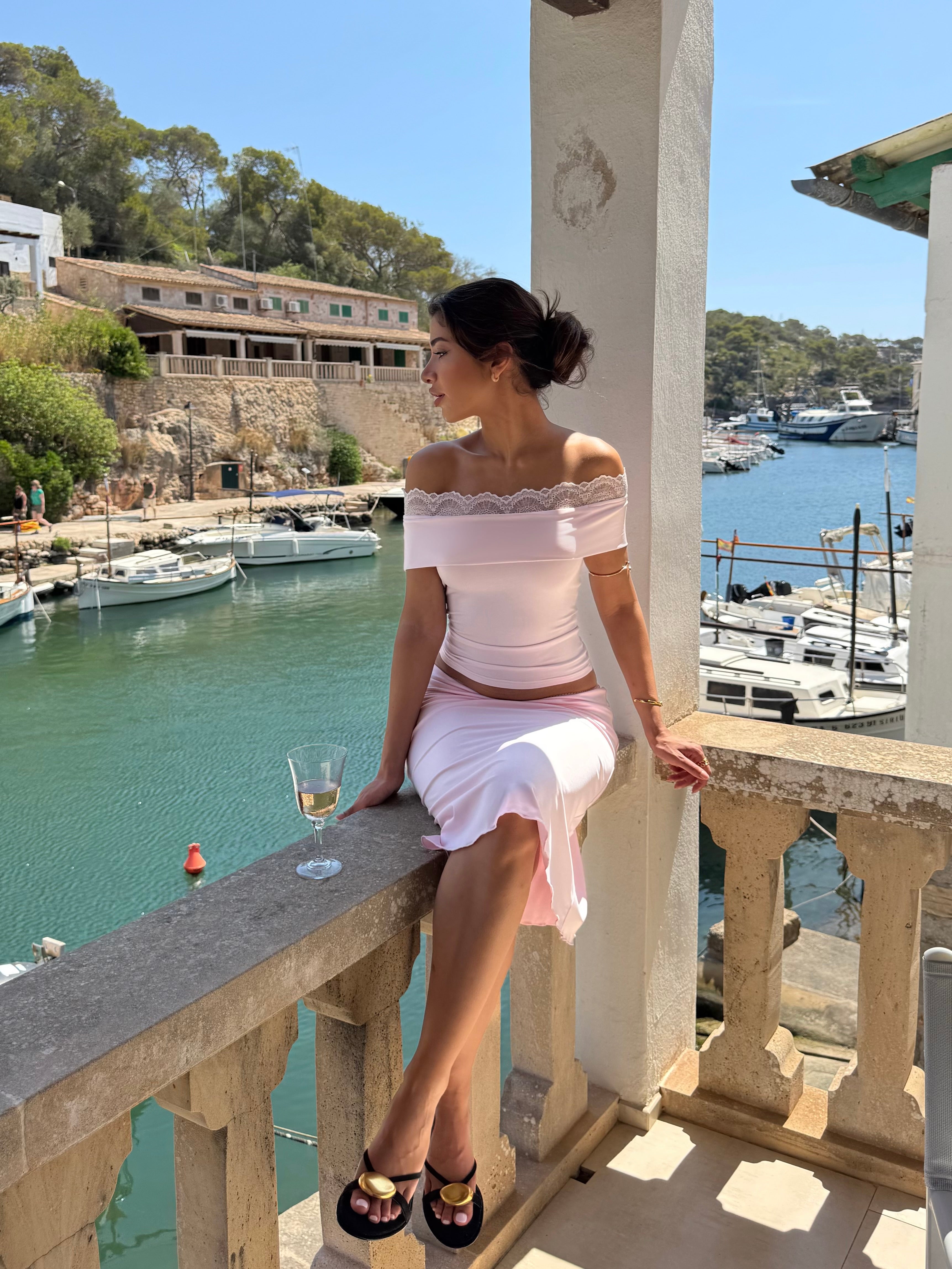 Leda lace top - lyserød