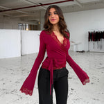 New ballerina basic lace top - mørk rød