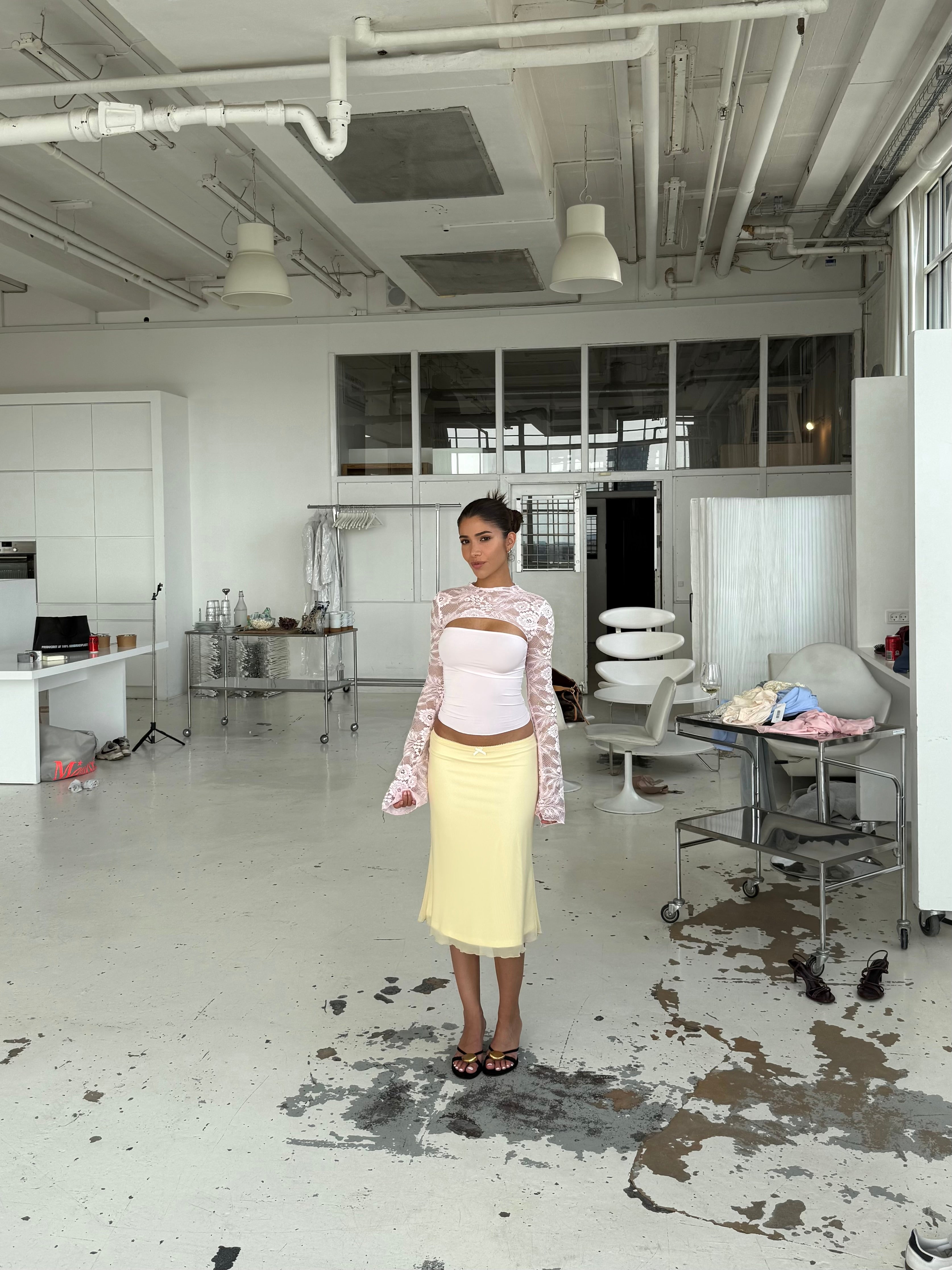 Melia mesh skirt - lys gul (forudbestilling)