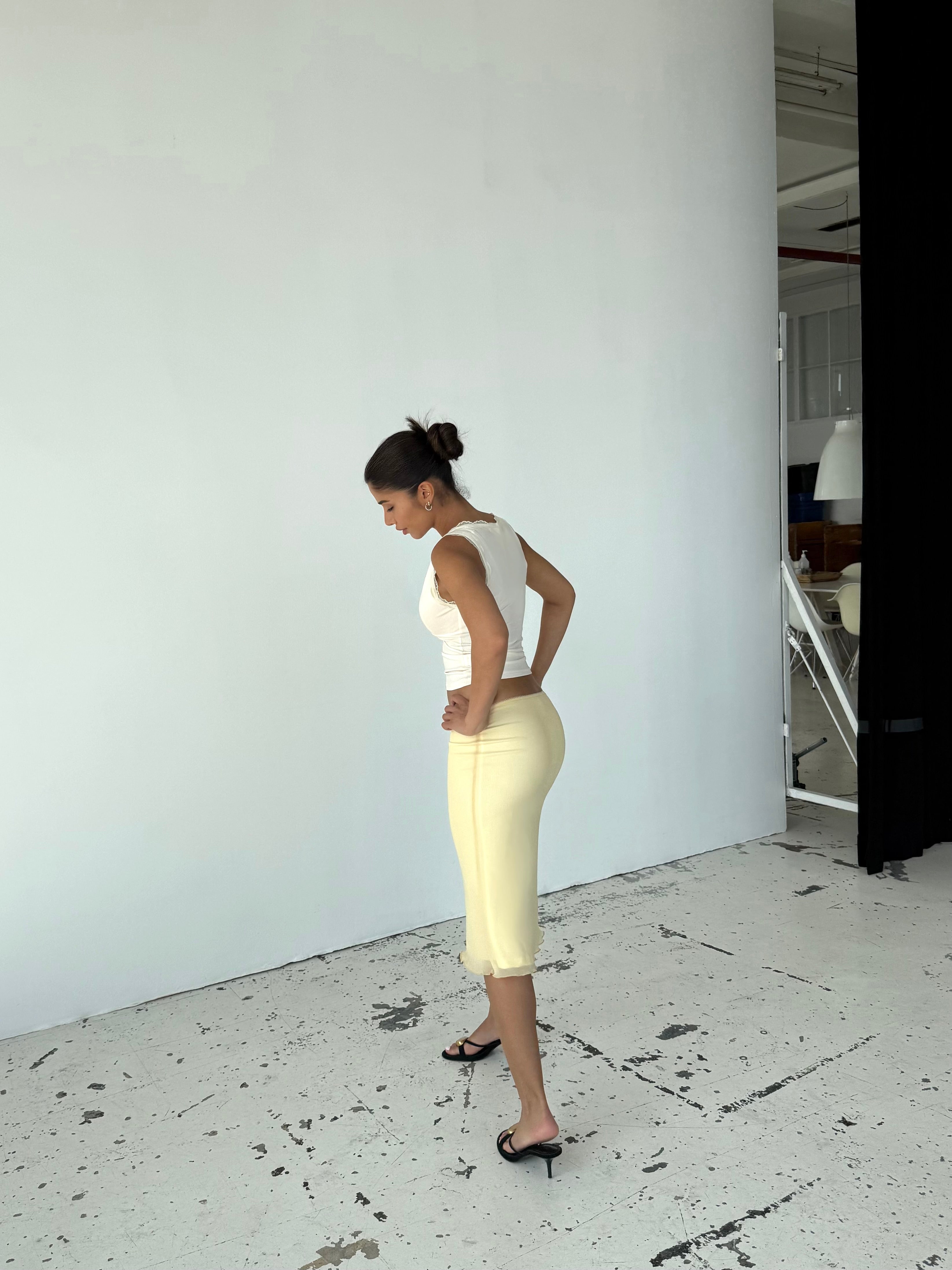 Melia mesh skirt - lys gul (forudbestilling)