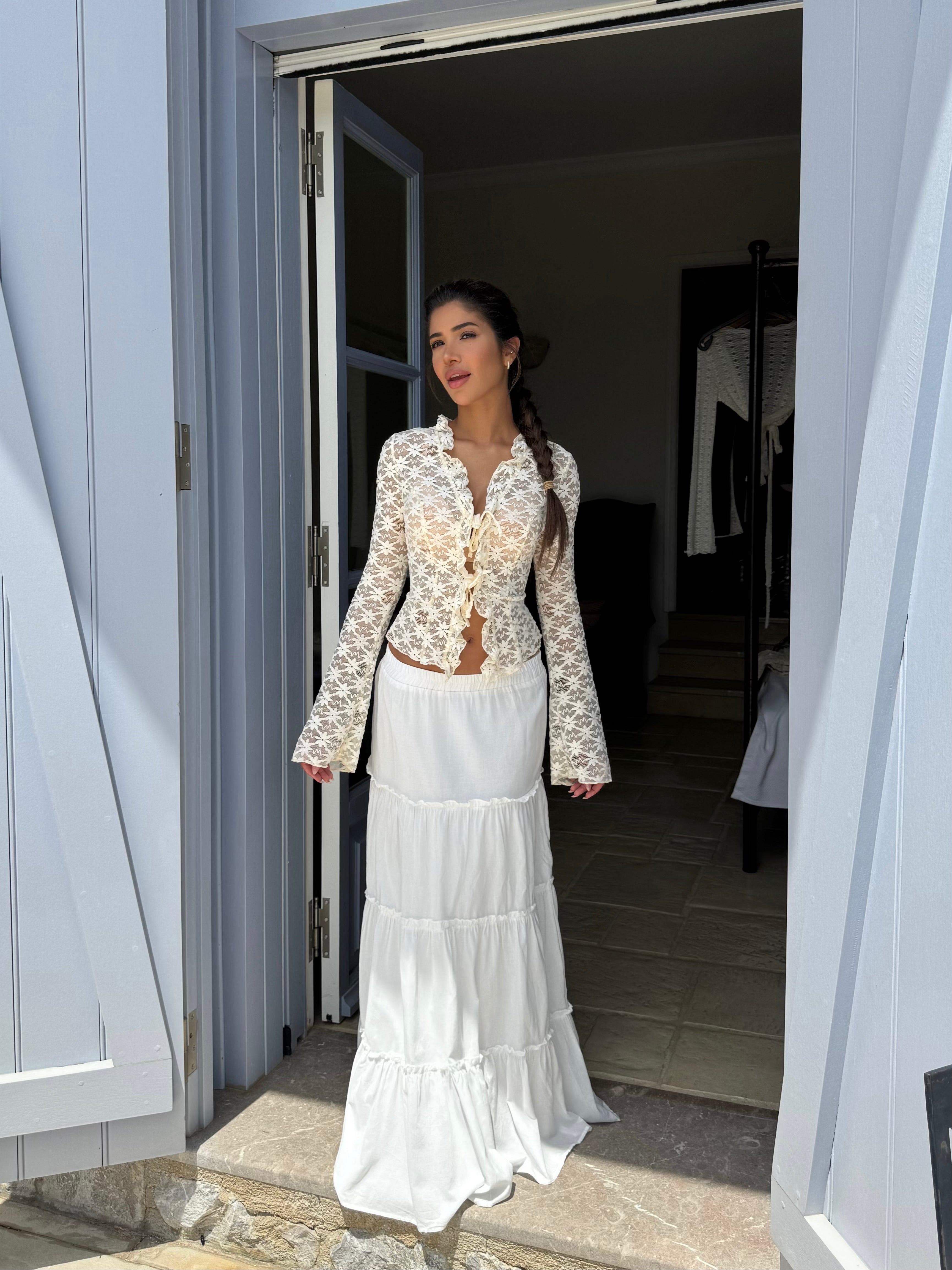 Thalia Trim lace top - cream (forudbestilling)