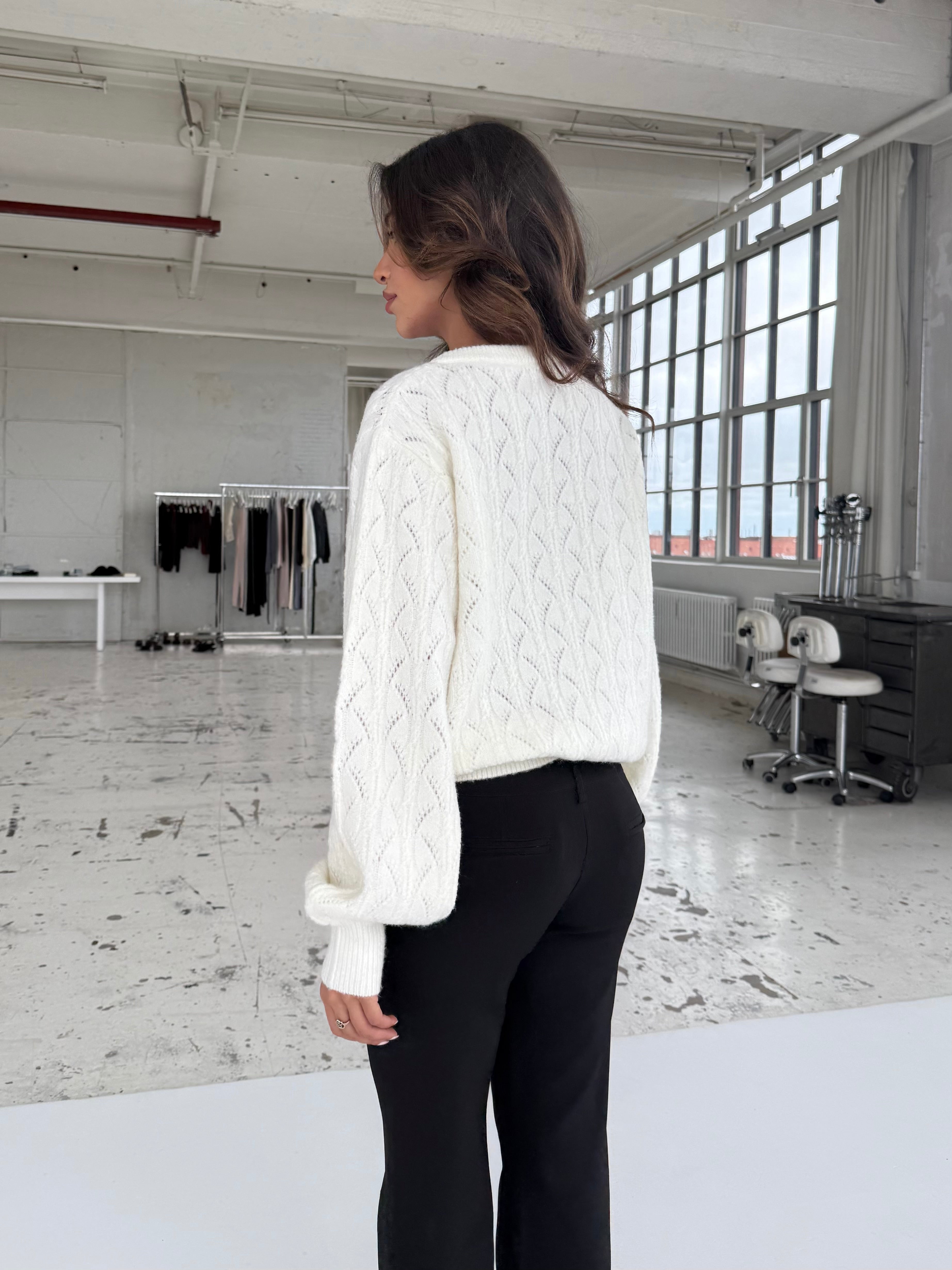 Lacework wool cardigan - hvid