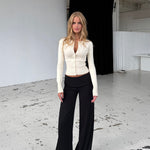 Flowy low waist bukser - sort