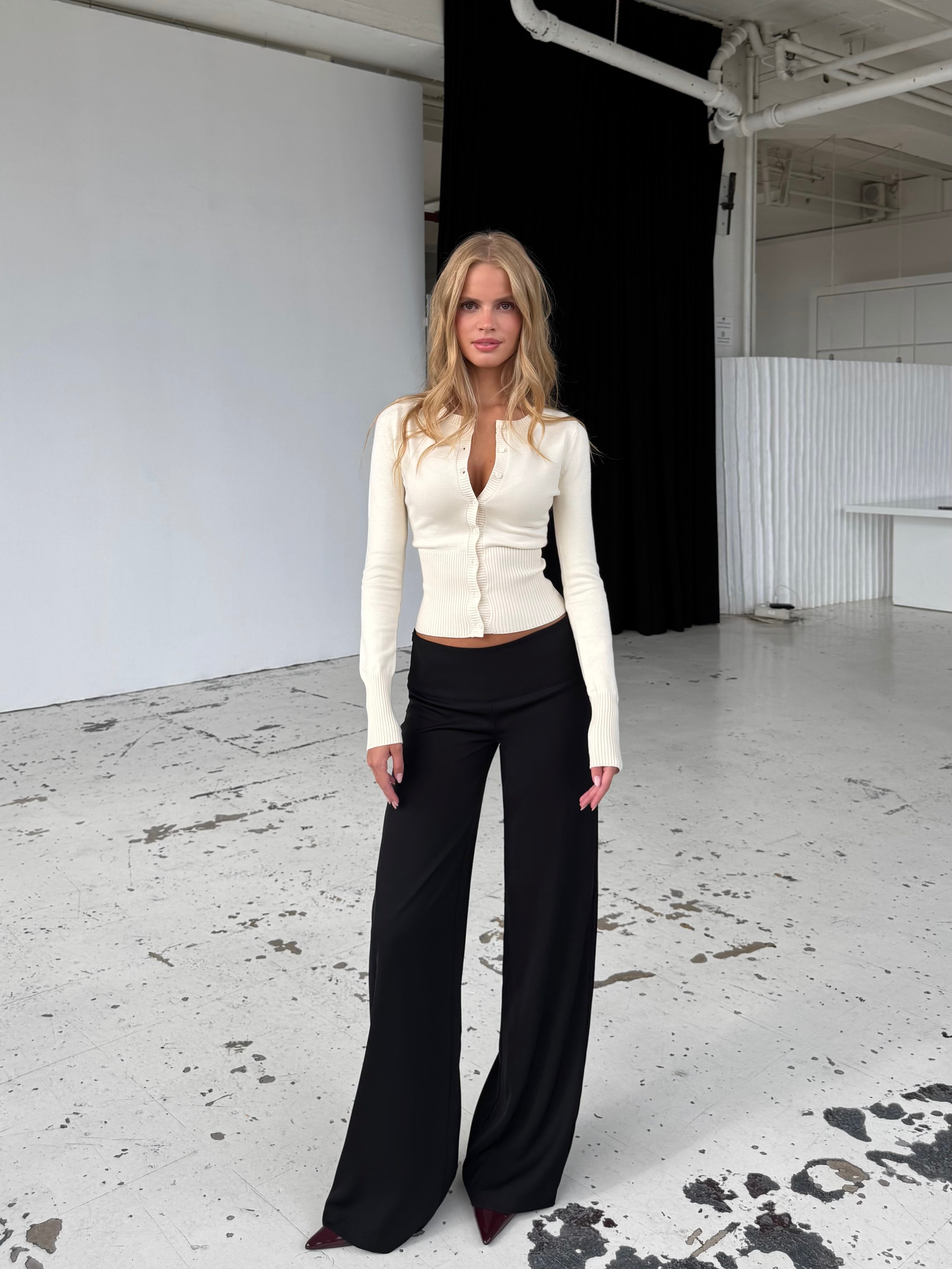 Flowy low waist bukser - sort