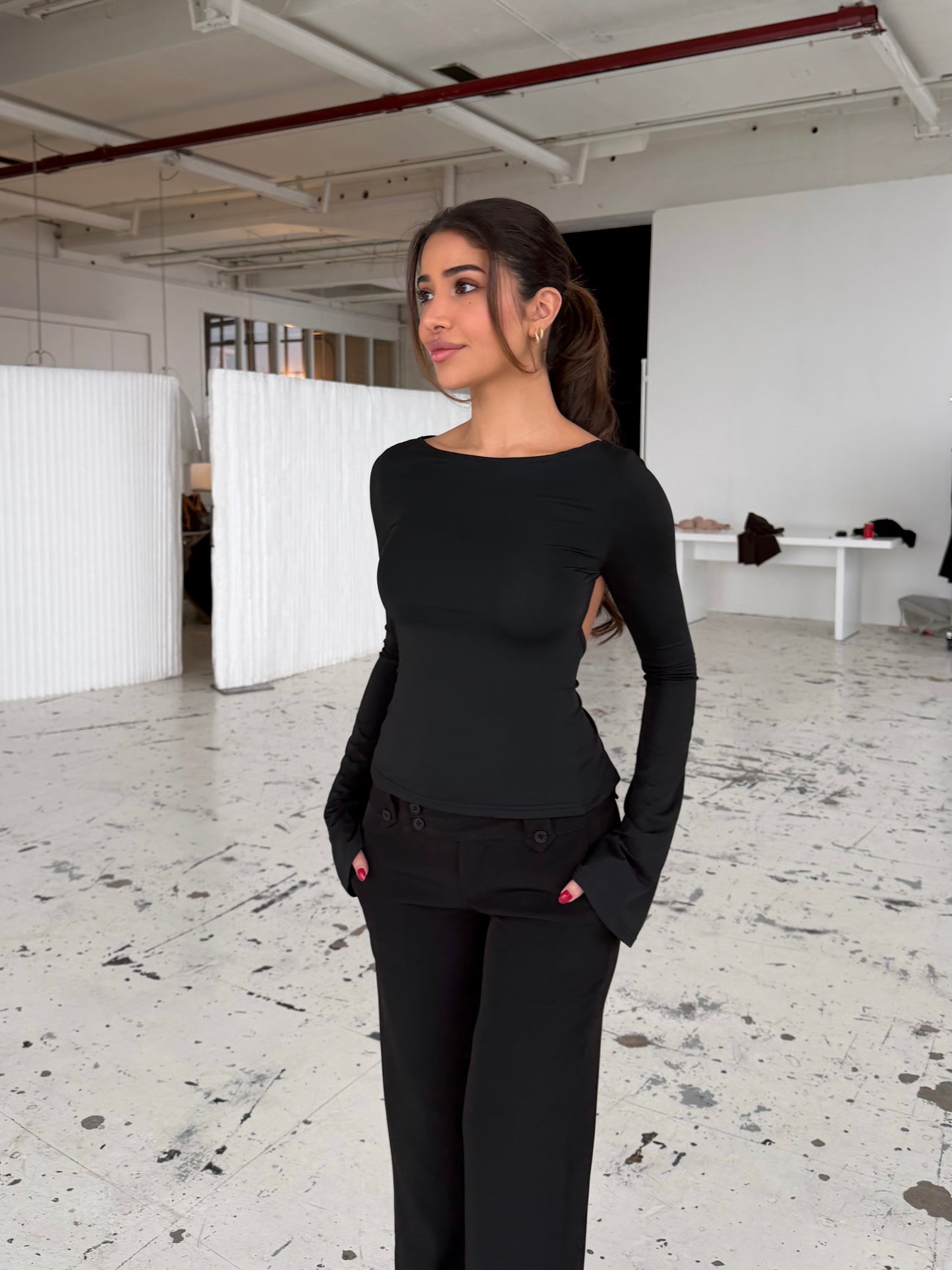 Rhea long sleeve top - sort