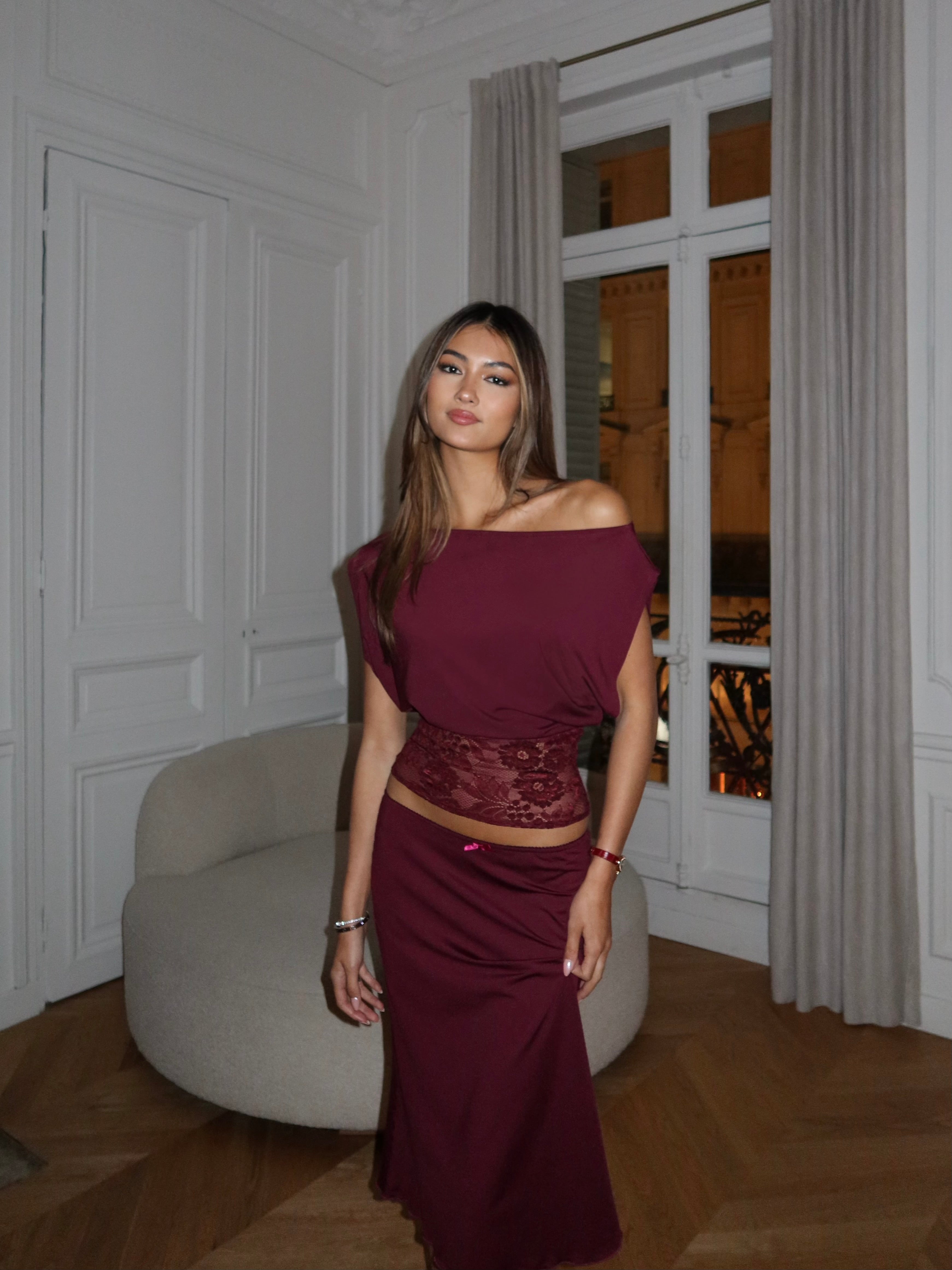 Hera basic lace top - bordeaux