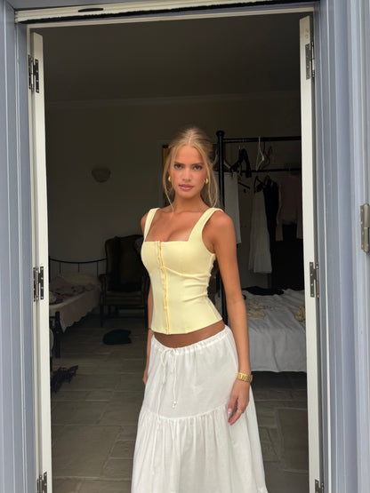 Beba button top - lys gul