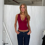 Basic lace top - mørk rød