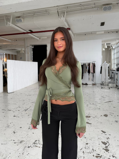 New ballerina basic lace top - sage
