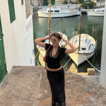 Maxi lace skirt - sort