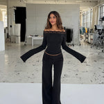 Buckle low waist bukser - sort