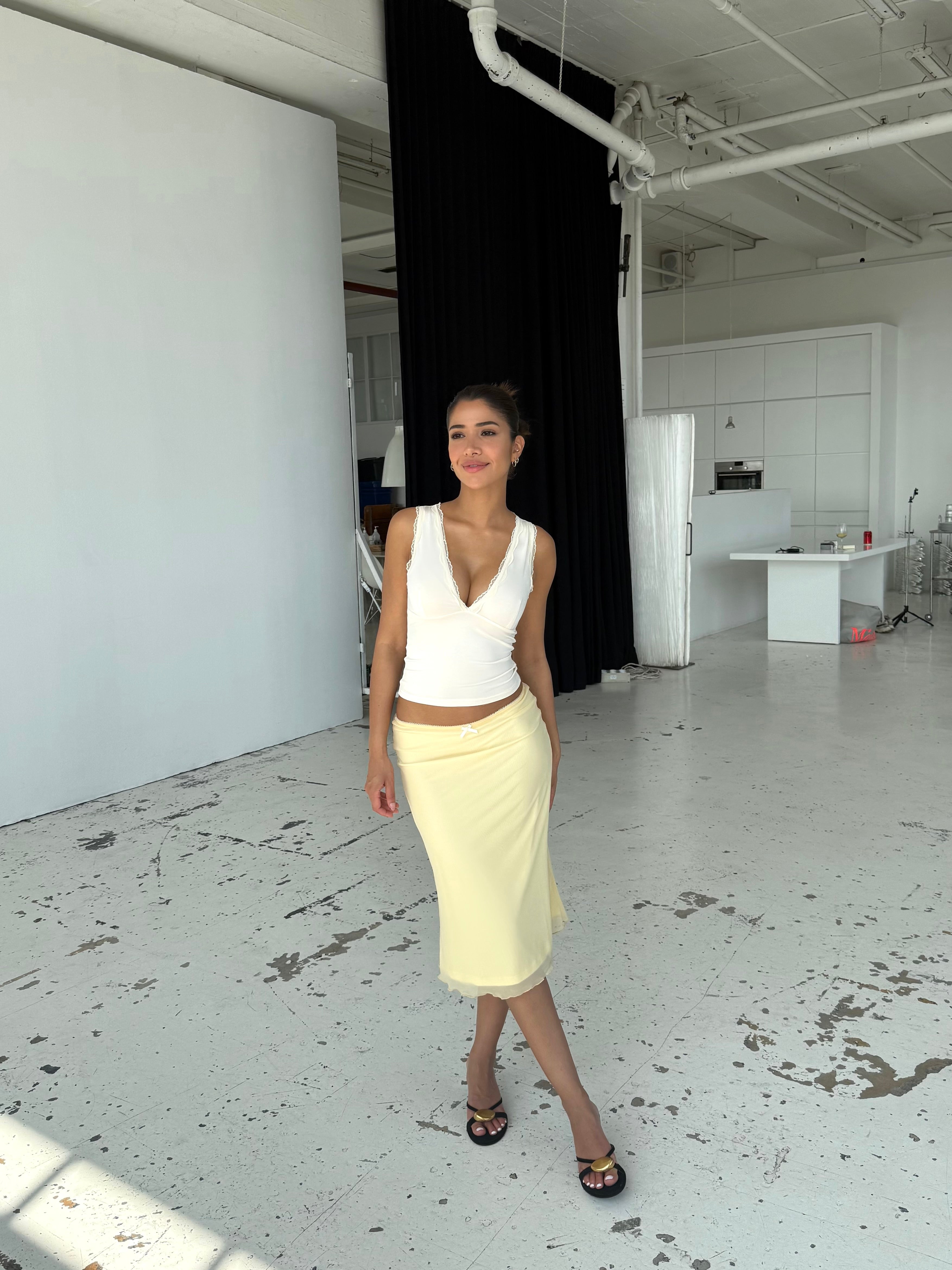 Melia mesh skirt - lys gul (forudbestilling)