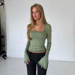 Blair basic lace top - sage