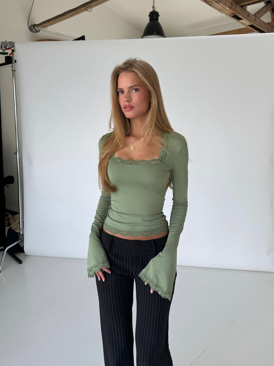 Blair basic lace top - sage