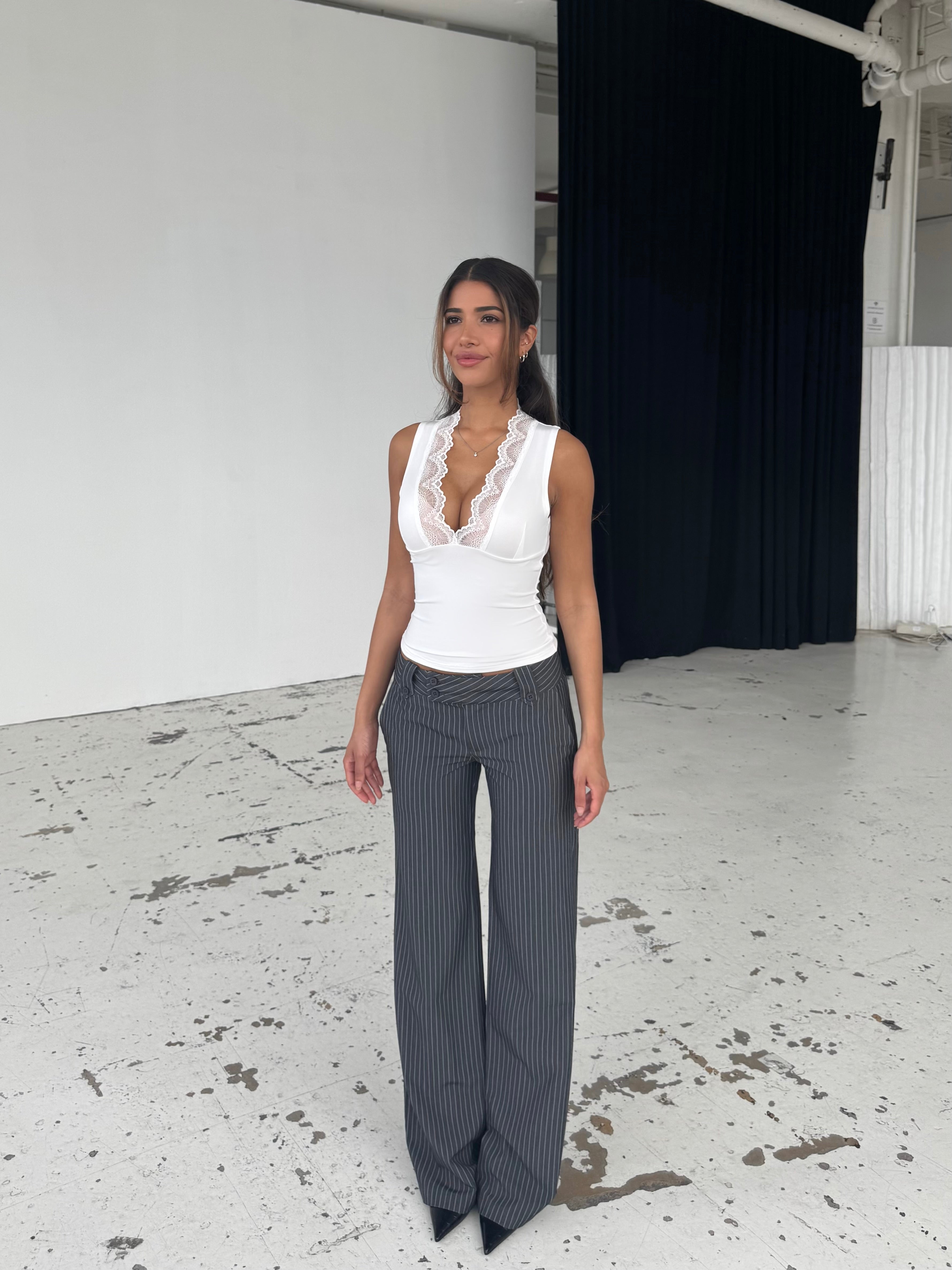 Lucia basic lace top - hvid