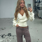 Wool blend wrap cardigan - hvid