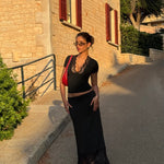 Maxi lace skirt - sort