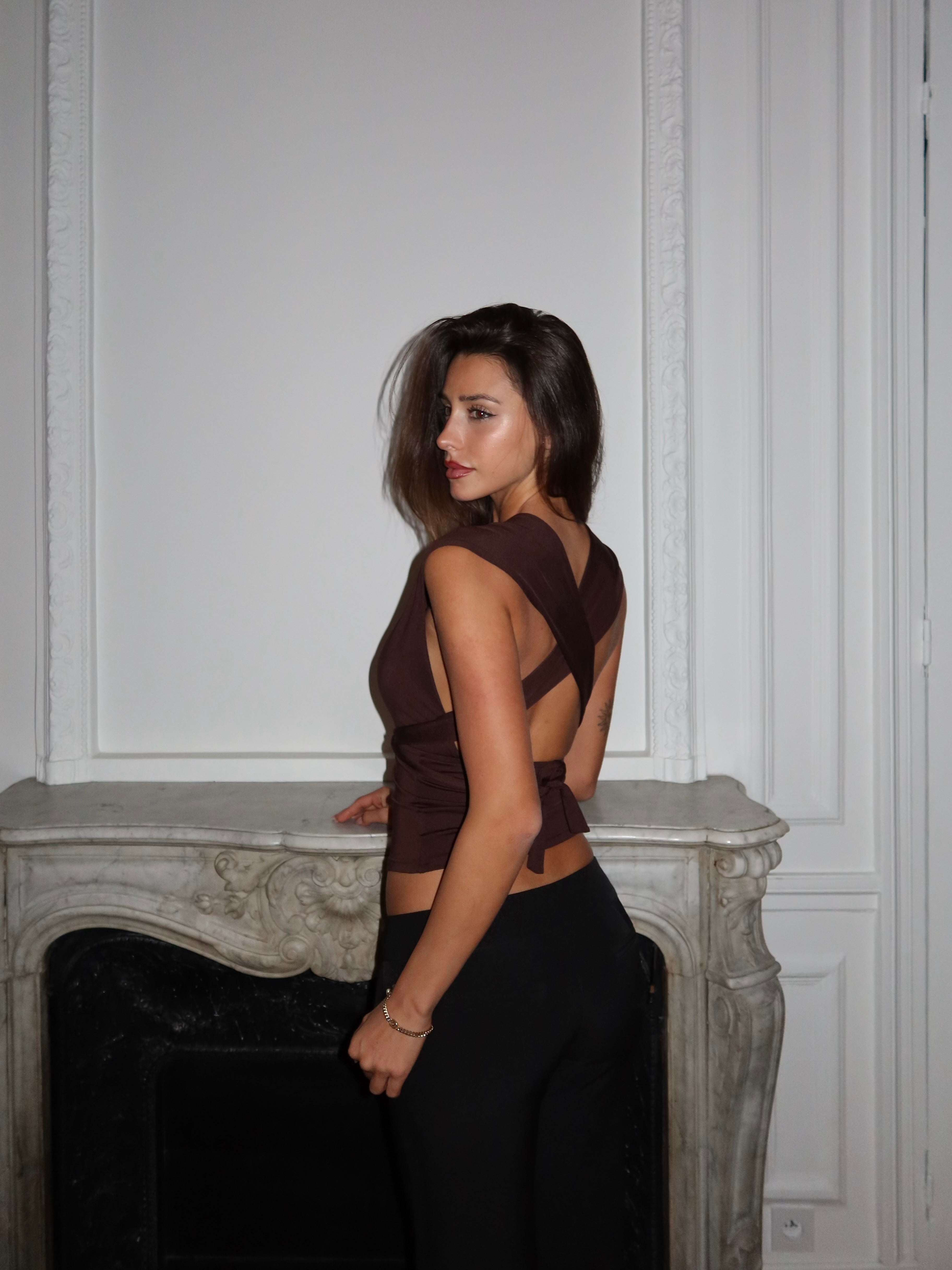 Mila multi top - mørk brun