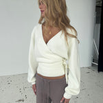 Wool blend wrap cardigan - hvid