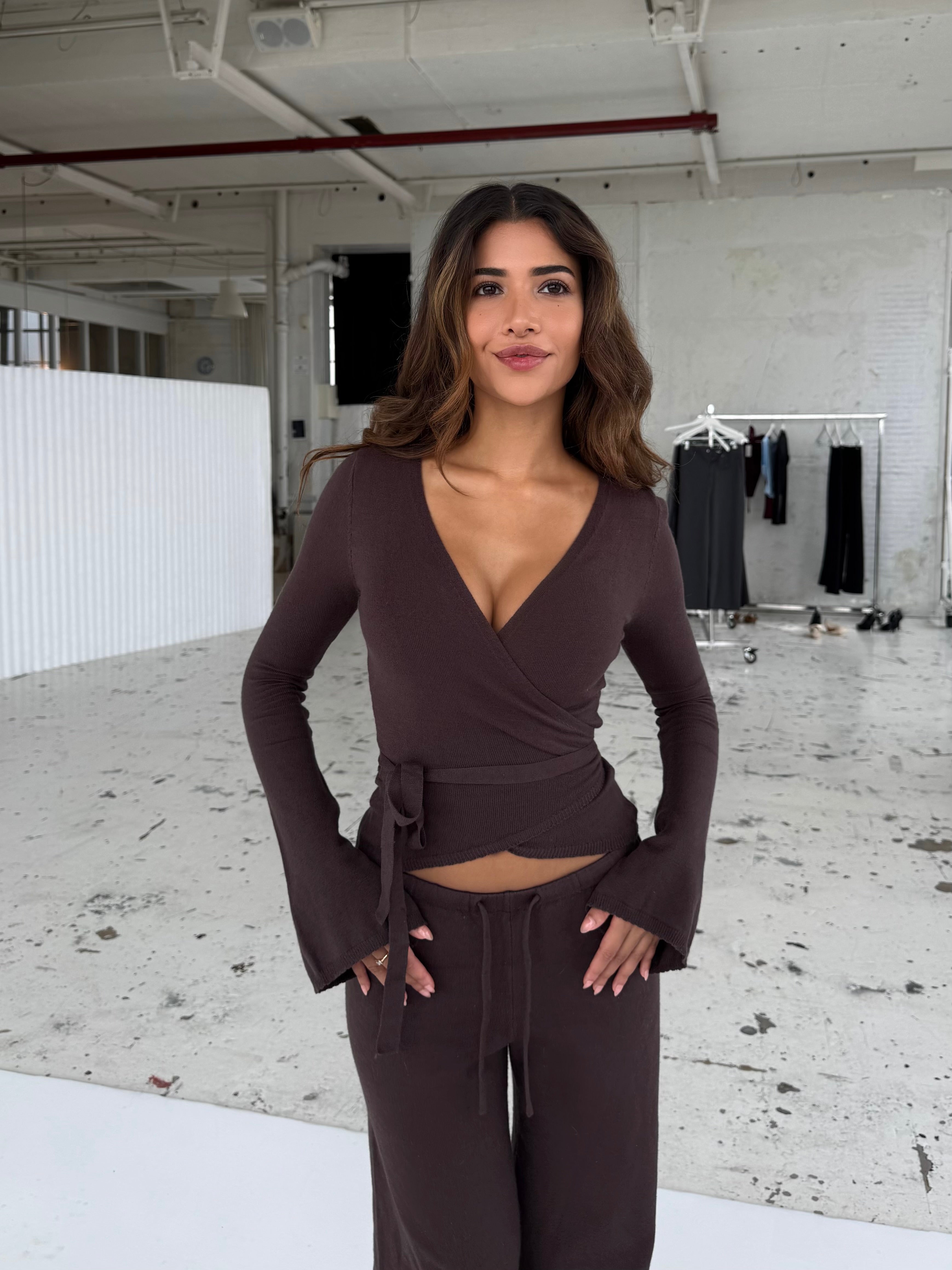 Ballerina knit top - mørk brun