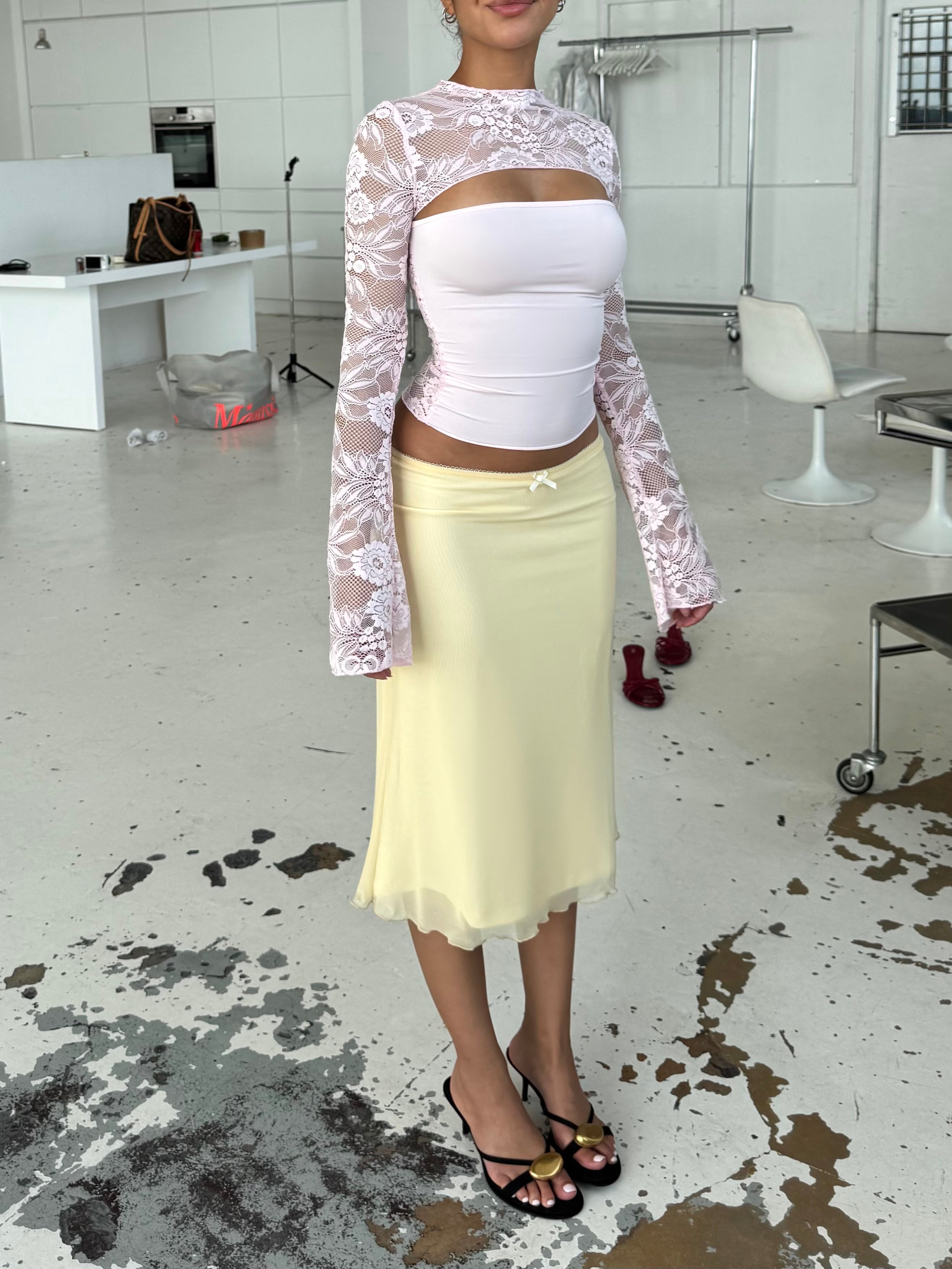 Melia mesh skirt - lys gul (forudbestilling)