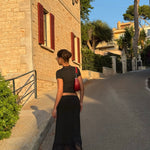 Maxi lace skirt - sort