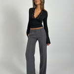 Vera Wide low waist bukser - mørk grå