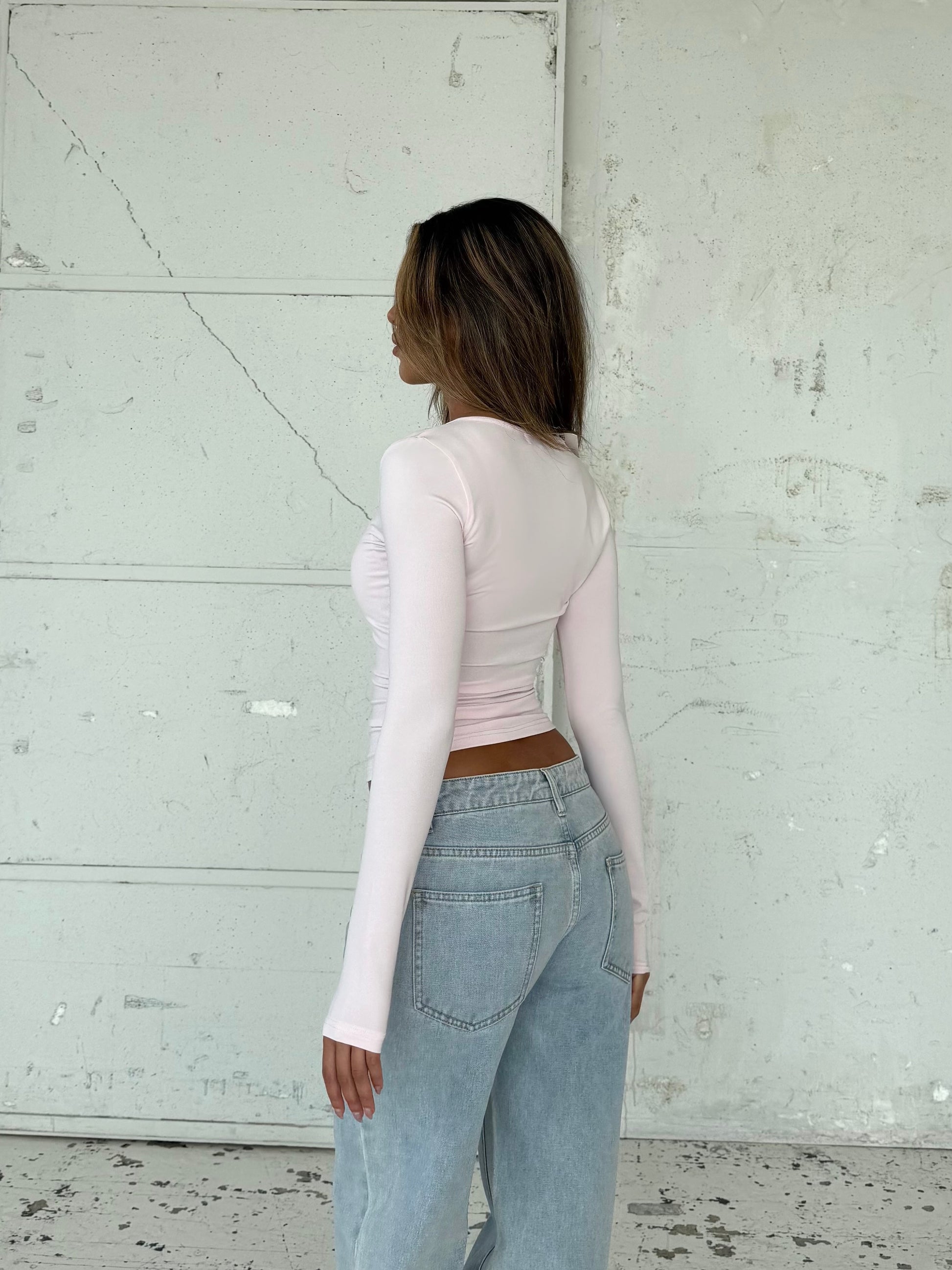 Basic v - neck top - lyserød