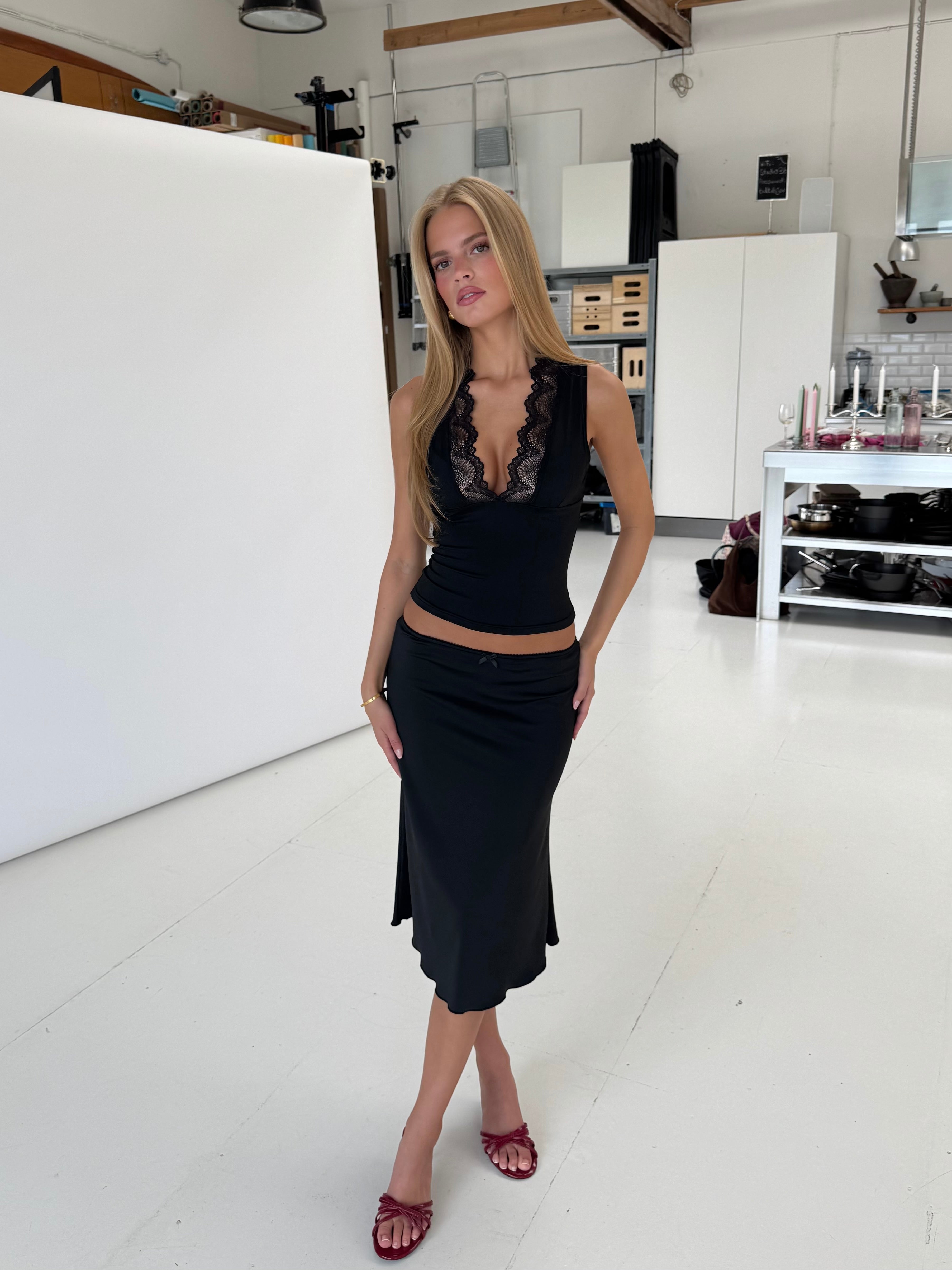 Lucia basic lace top - sort