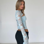 Lara lace long sleeve top - lys blå