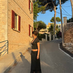 Maxi lace skirt - sort