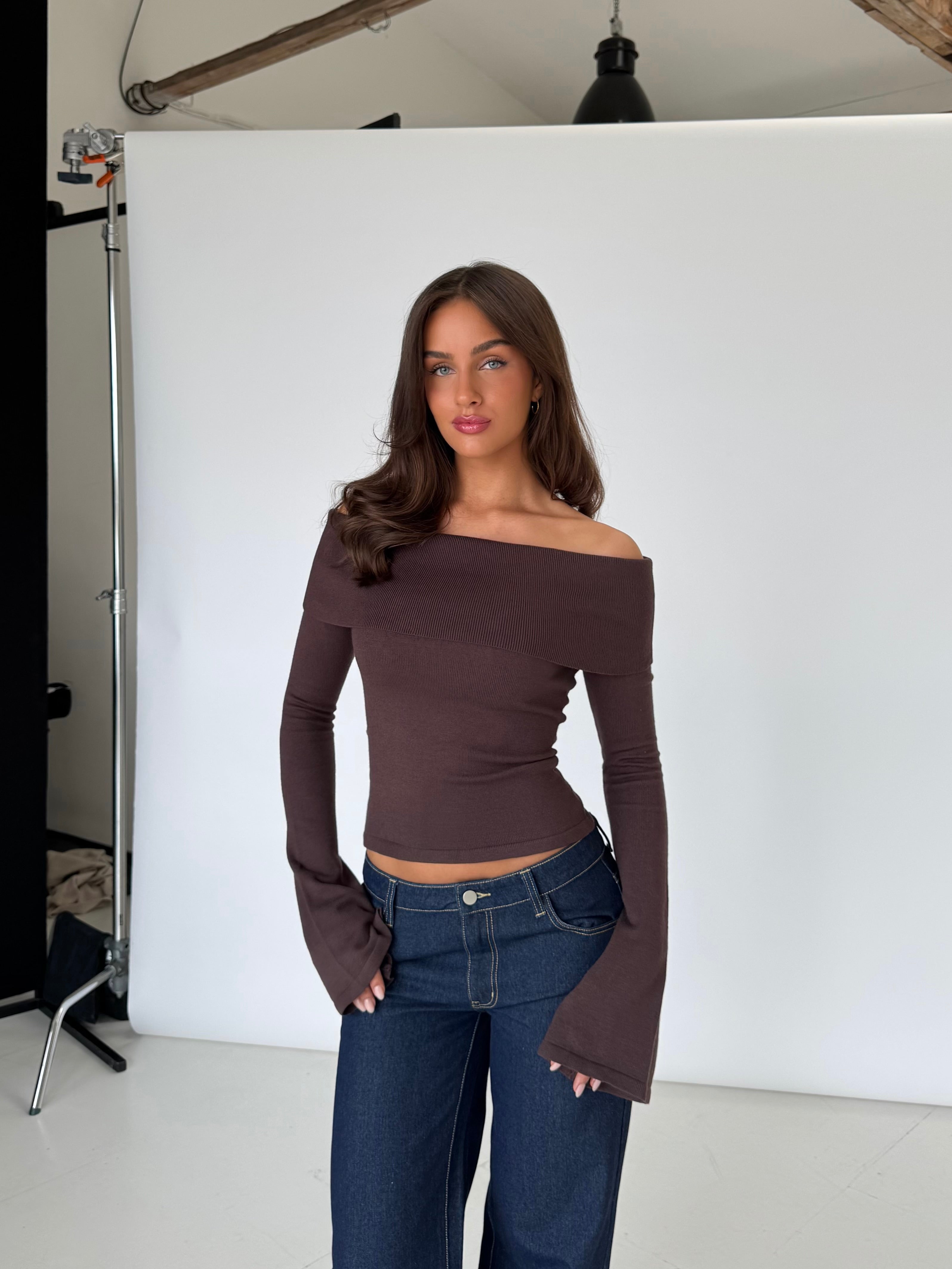 Kaia knit top - mørk brun