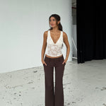 Livia low waist bukser - mørk brun