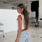 Basic lace top - lyserød