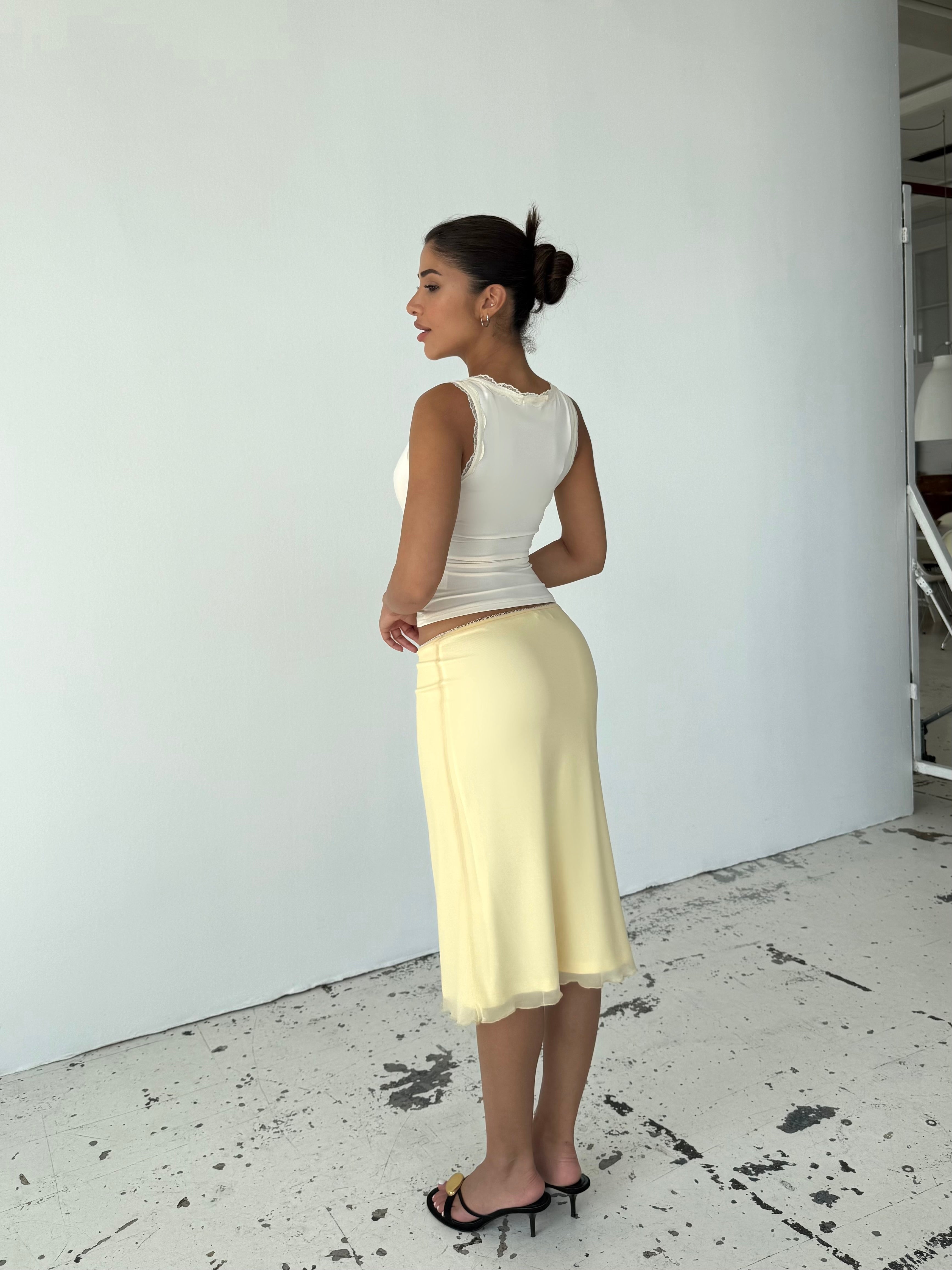 Melia mesh skirt - lys gul (forudbestilling)