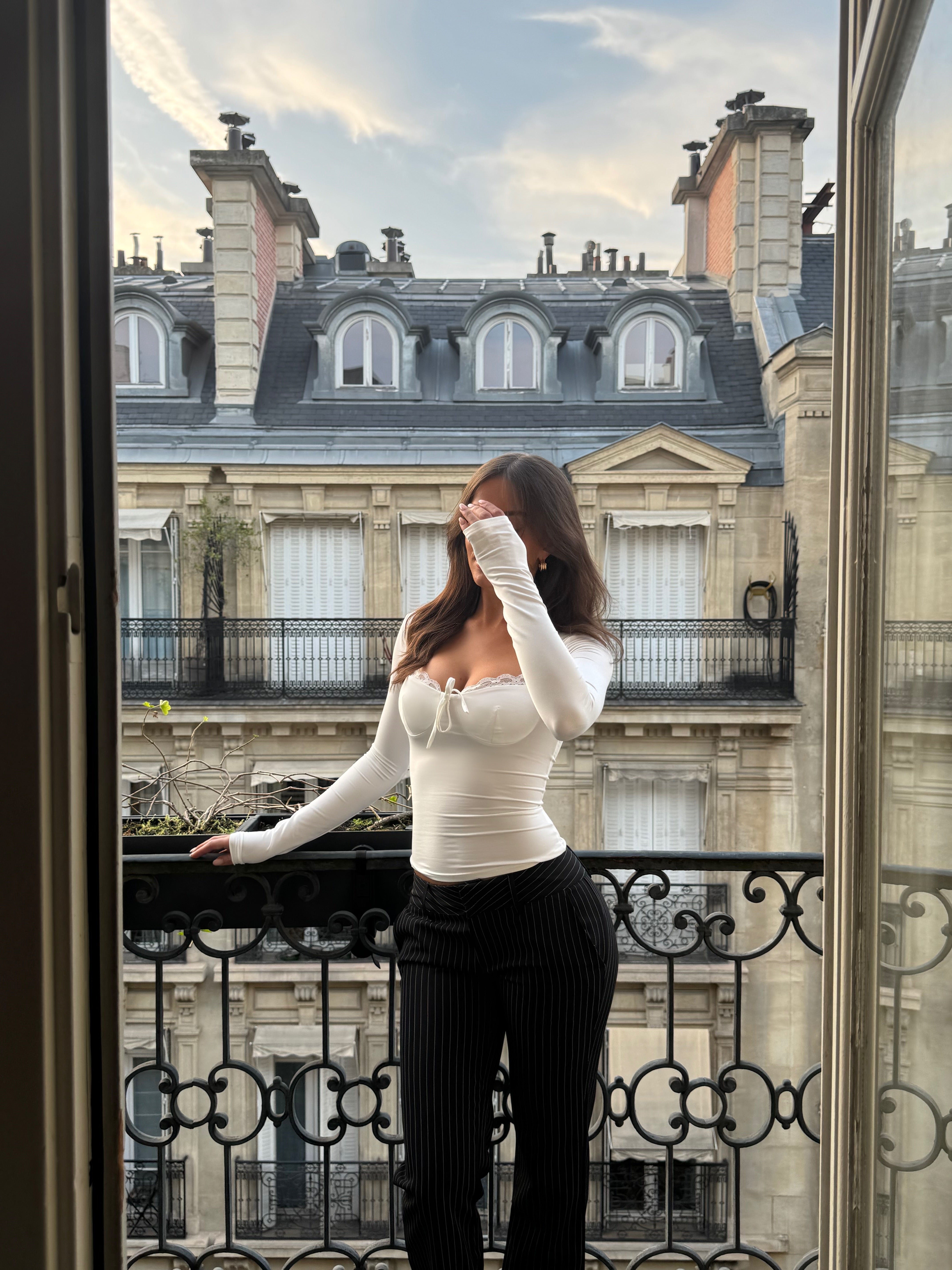 Bow basic lace top - hvid