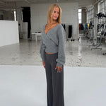 Wool blend wrap cardigan - mellem grå