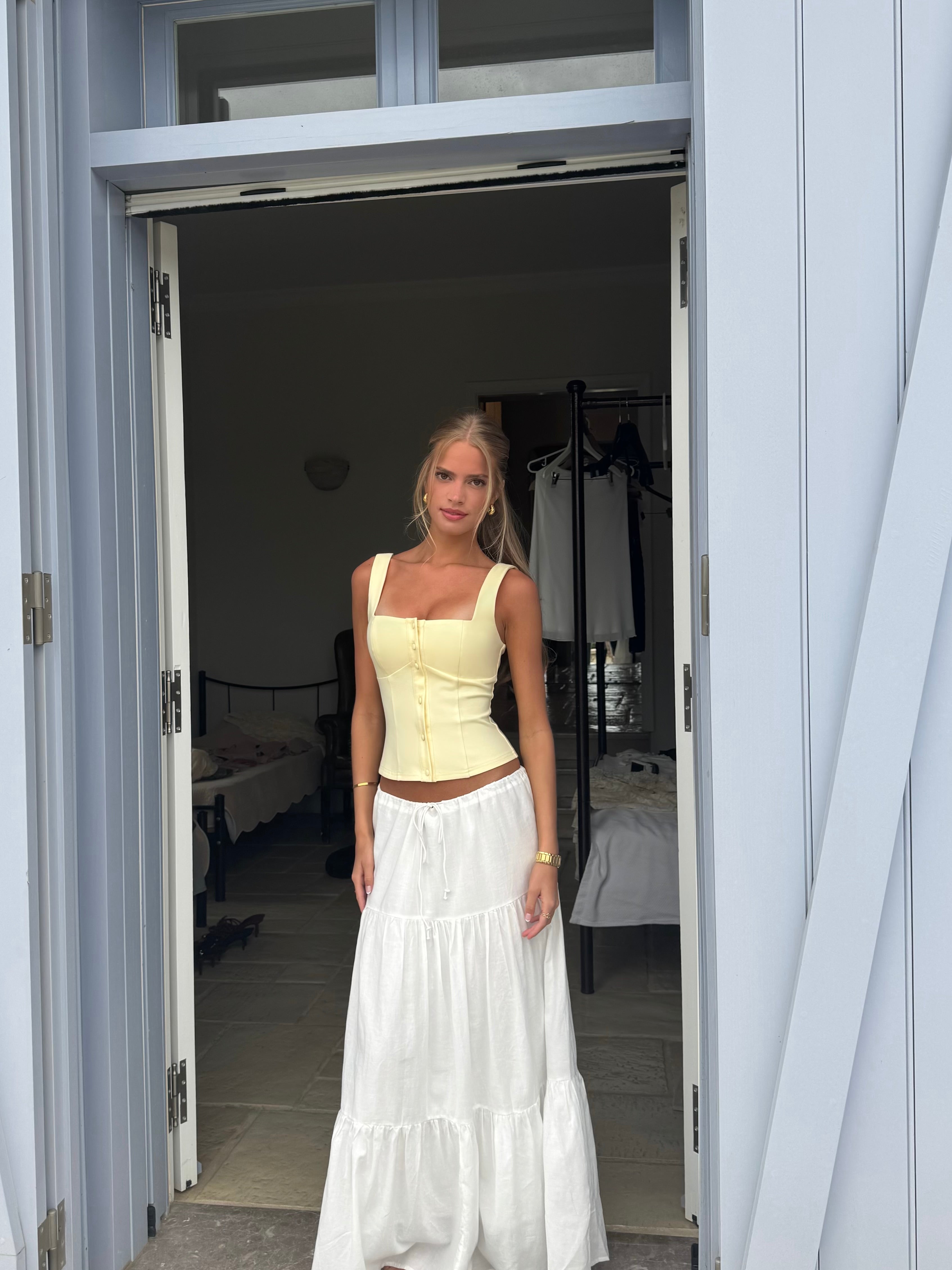 Beba button top - lys gul