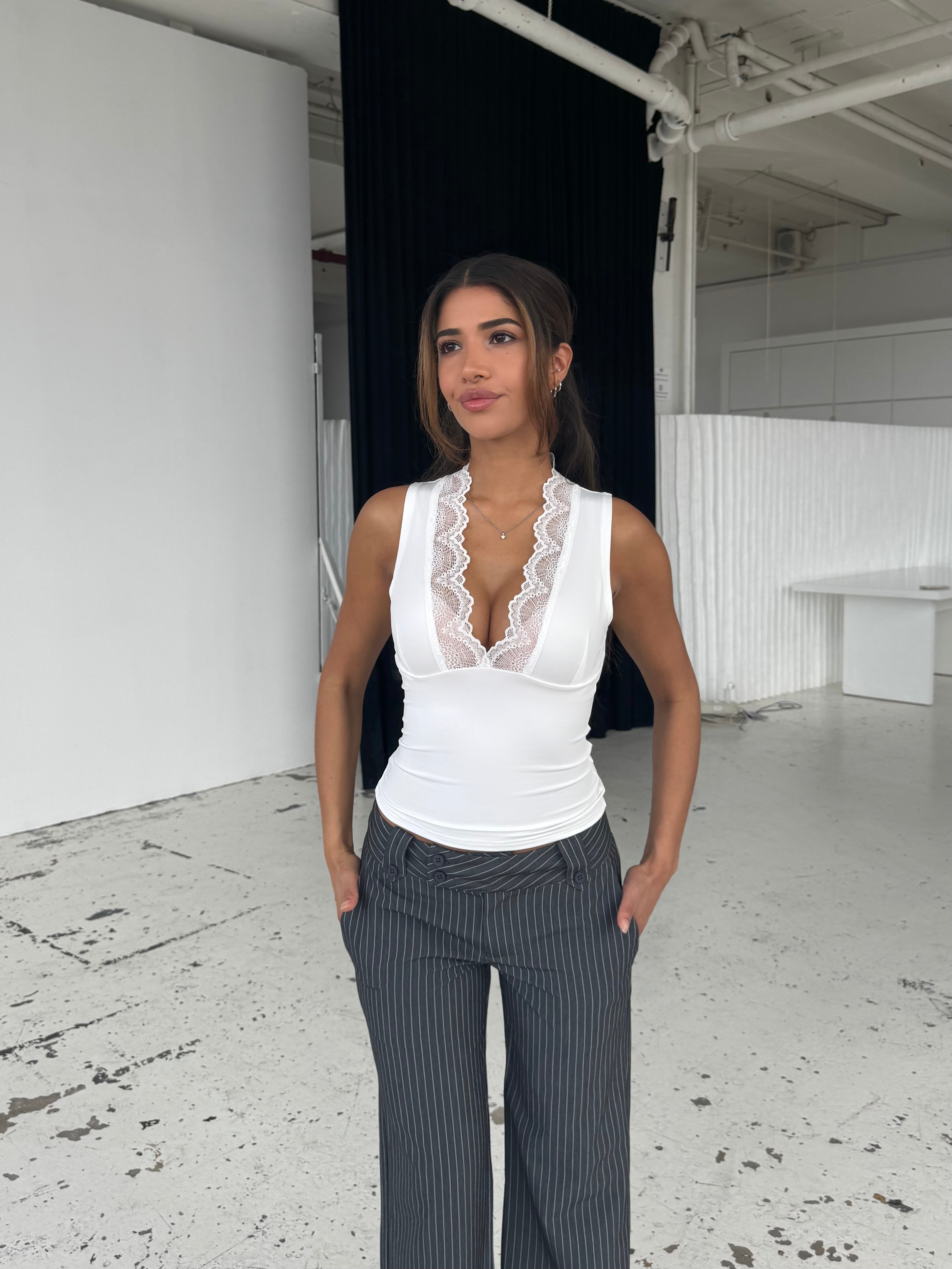 Lucia basic lace top - hvid