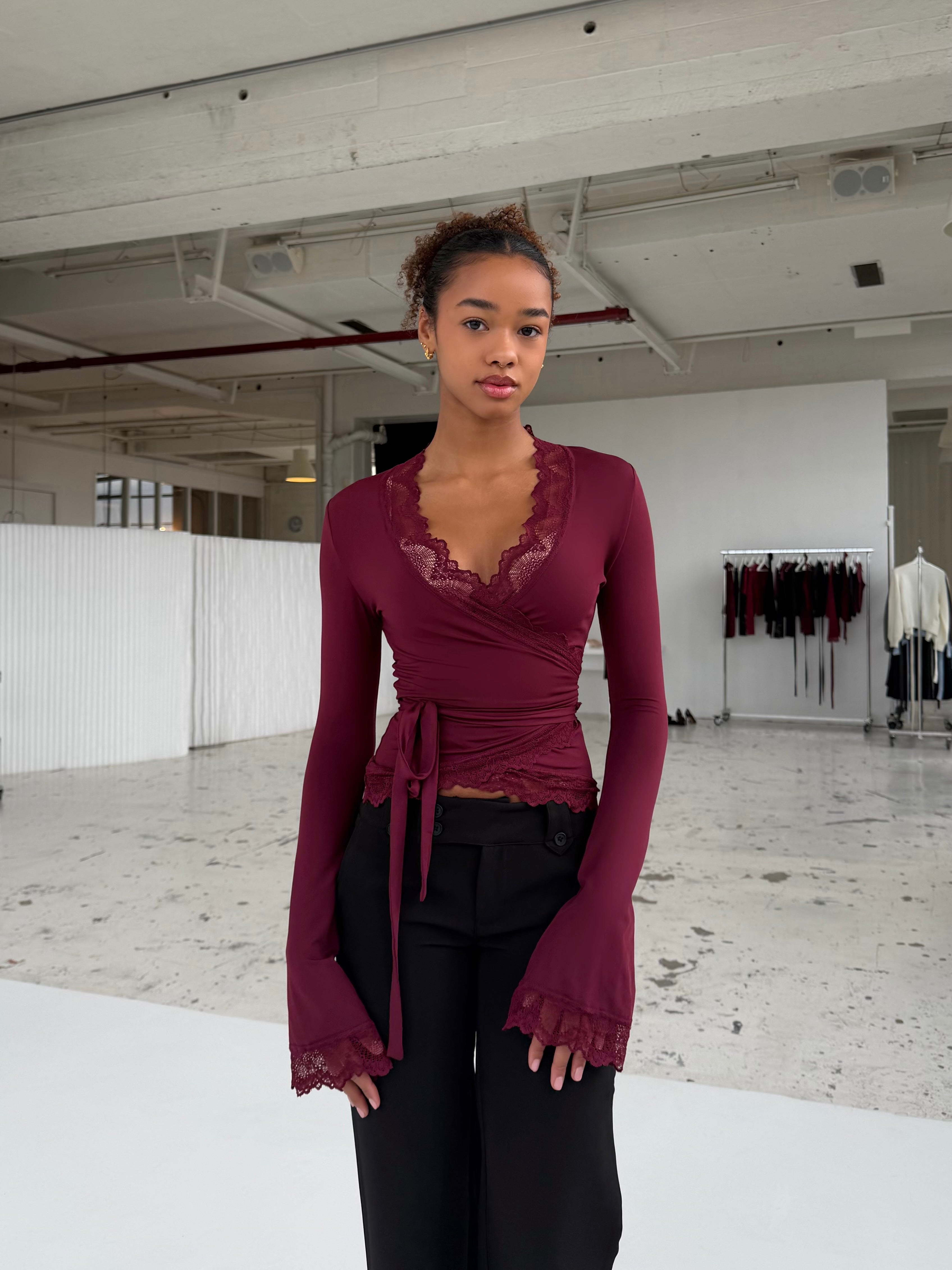 New ballerina basic lace top - bordeaux