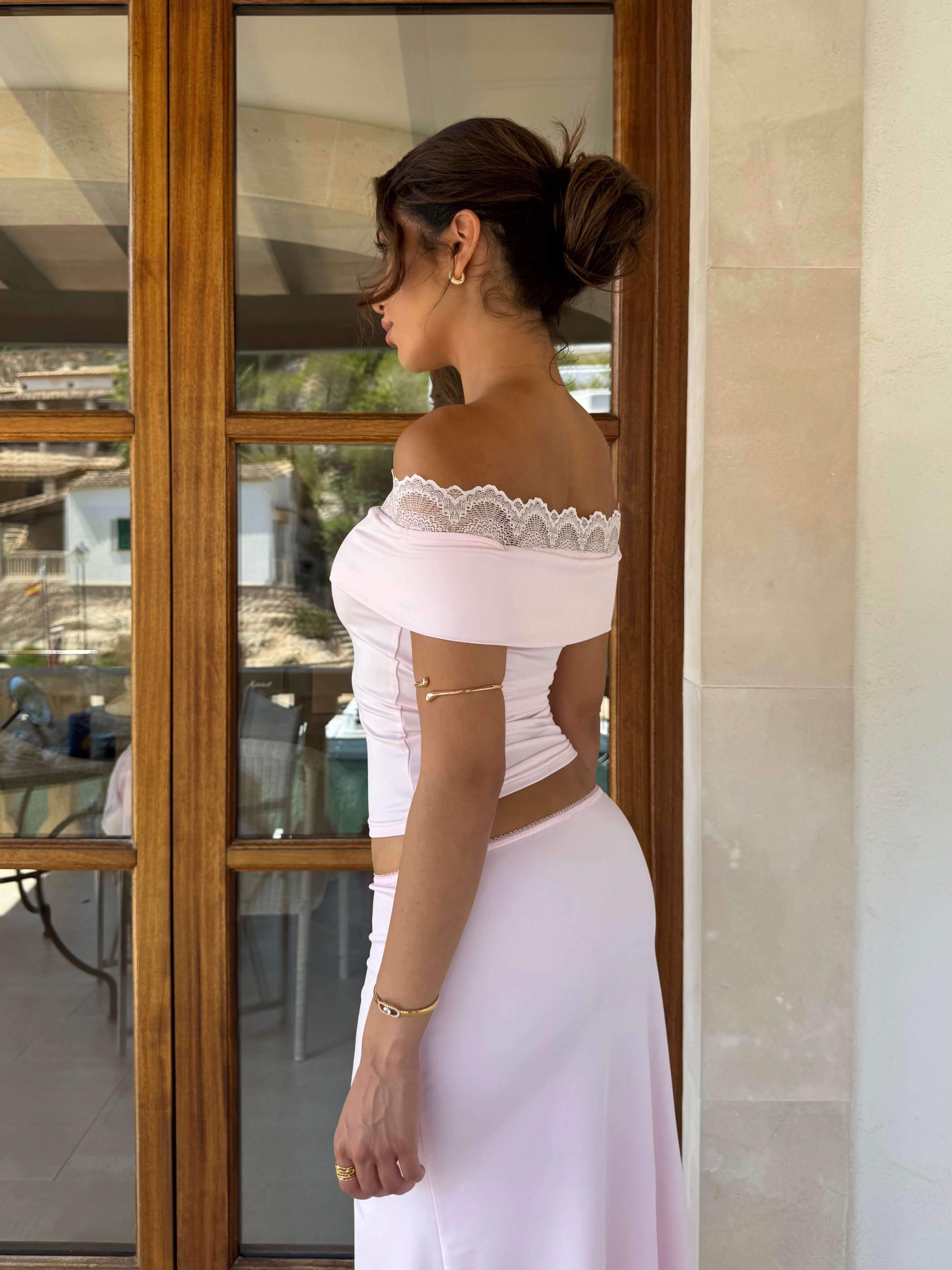 Leda lace top - lyserød