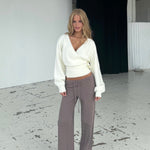 Wool blend wrap cardigan - hvid