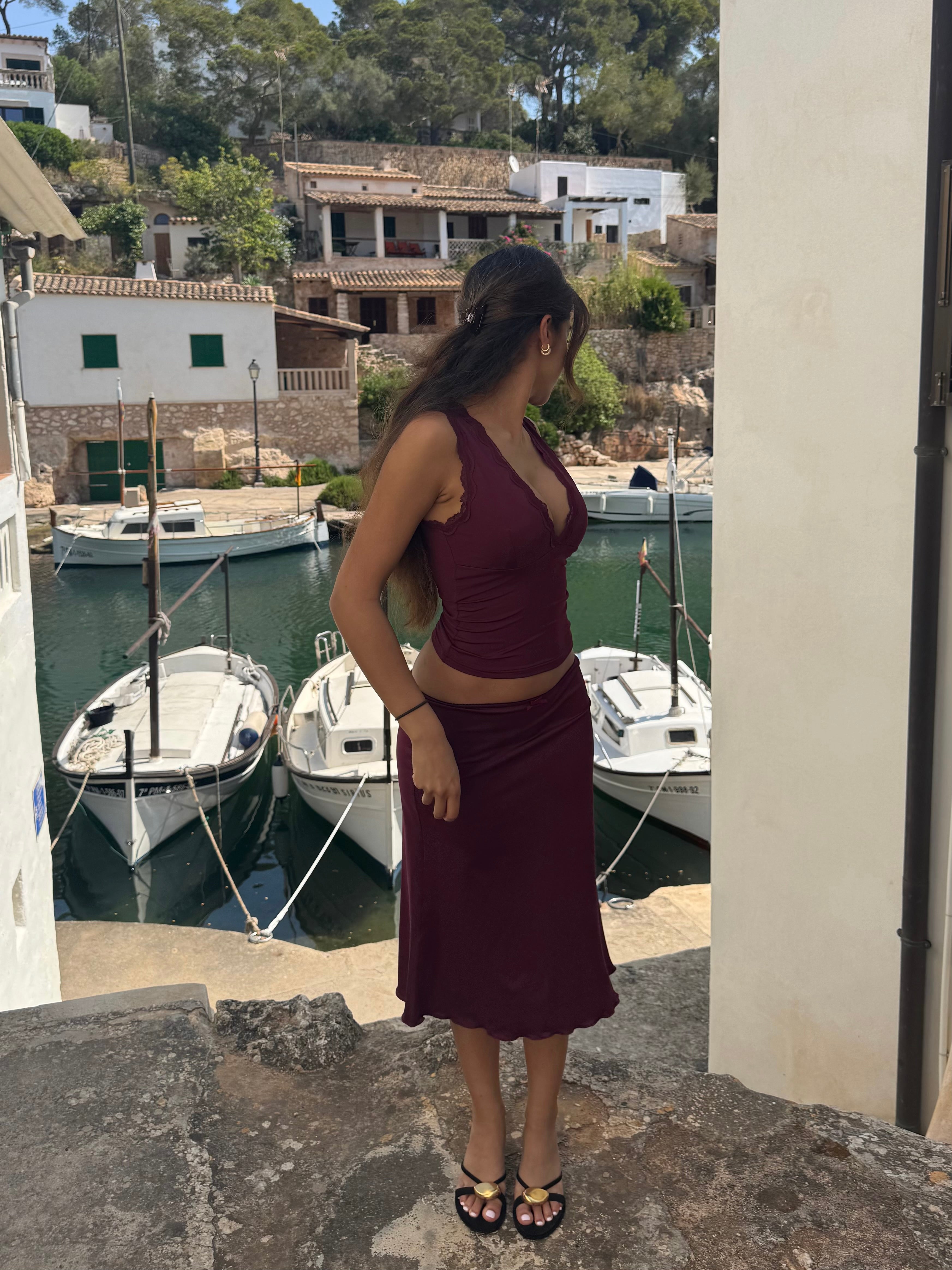 Basic lace top - bordeaux