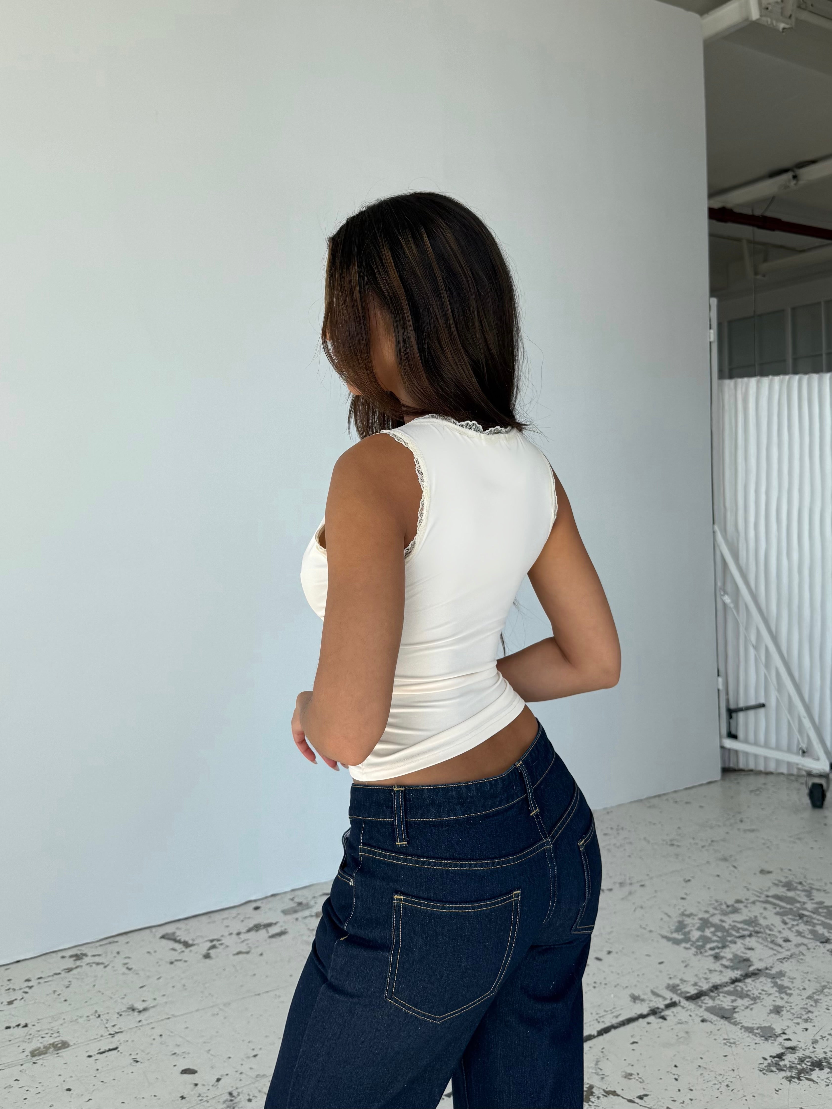 Basic lace top - cream