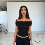 Leda lace top - sort